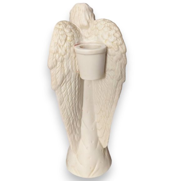 Singing Choir Angel Candleholder Ceramic Bisque Color Holding Songbook Book - Picture 5 of 9